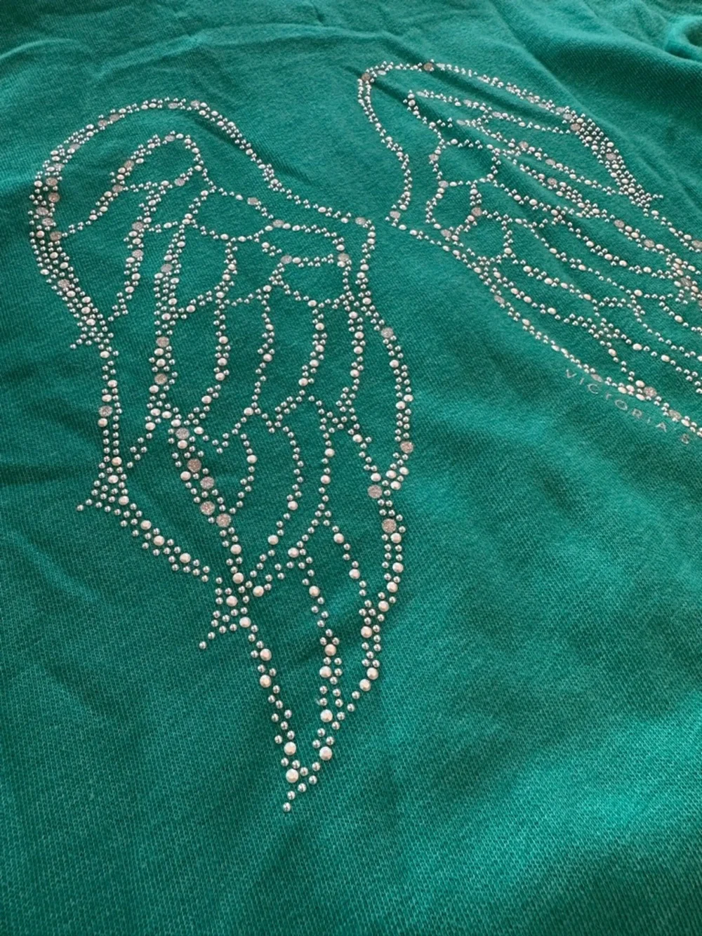 Victoria’s Secret Super Model Essentials Size S Green Angel Wings Zip-Up Sweater - Picture 3 of 6